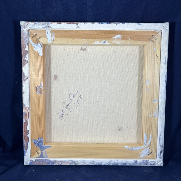 10x10 Blue Brown Acrylic Pour Painting by Kat Sanders Organic Abstract Decor - Picture 6 of 6